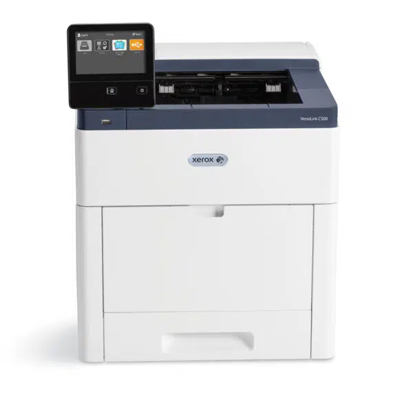 Xerox VersaLink C500 colour laser printer with a compact, convenient touch screen for intuitive navigation, designed for superior print quality by Xerox D&O Partners.