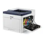 Imprimante Xerox Phaser 6510 couleur, montrée avec le compartiment consommables ouvert, conçue pour des impressions professionnelles de haute qualité, présentée par Xerox D&O Partners.
