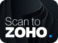 Xerox D&O Partners 'Scan to ZOHO' application icon with a modern black and blue design, indicating direct scan functionality to ZOHO applications.