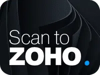 Xerox D&O Partners 'Scan to ZOHO' application icon with a modern black and blue design, indicating direct scan functionality to ZOHO applications.