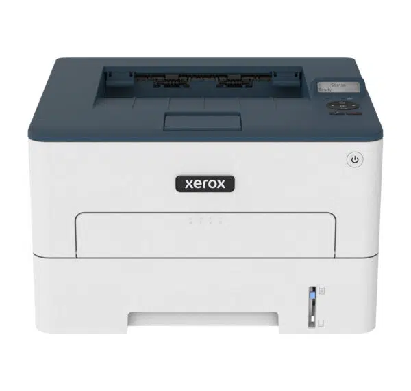 A compact, modern Xerox B230 monochrome printer, representative of the innovative office solutions offered by Xerox D&O Partners.