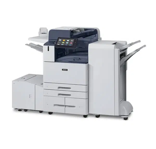 Xerox AltaLink B8100 Multifunction Printer, with high-capacity paper tray and finishing module, available from D&O Partners.