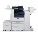 Xerox AltaLink B7100 Series Multifunction Printer with high-capacity paper tray and finishing module, an advanced monochrome device for intensive office tasks, offered by D&O Partners, featuring a modern design and an intuitive user interface.