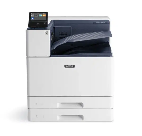 Imprimante couleur haut de gamme Xerox VersaLink C8000W avec écran tactile interactif, Ce modèle, équipé d'un toner d'encre blanche, illustre l'engagement de Xerox D&O Partners à fournir des solutions d'impression innovantes et efficaces.