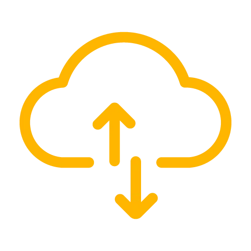 Icon of a cloud representing a low-cost, scalable IT infrastructure with advanced capabilities and solutions for optimised data management in the cloud.