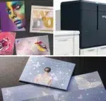 A montage of print samples illustrating the ability of D&O Partners' Xerox Iridesse press to produce vibrant colours and metallic effects on a variety of marketing and promotional materials.
