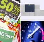 Image showing colour samples printed by D&O Partners' Xerox Baltoro press, and a car rev counter, illustrating the speed and diversity of high quality printing capabilities.