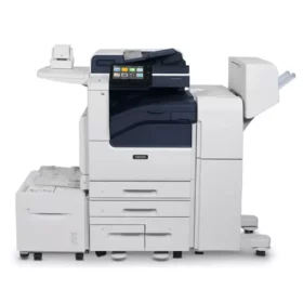 Xerox VersaLink C7100 multifunction printer with additional modules for document finishing, demonstrating an all-in-one printing solution for enterprise printing, copying, scanning and finishing requirements offered by Xerox D&O Partners.