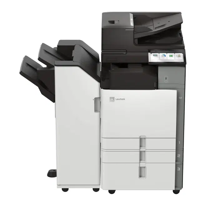 Imprimante multifonction laser couleur Lexmark série CX96 format A3 vue de face, distribuée par D&O Partners en Belgique