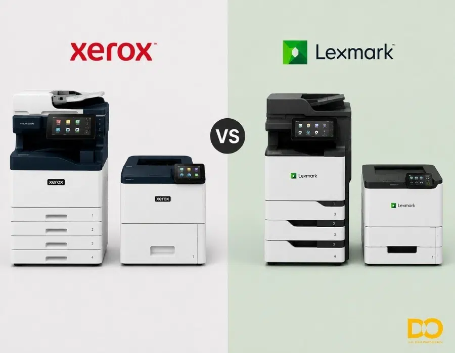 Xerox and Lexmark professional printers compared side by side